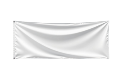 Creative White Banner Display Outdoor Event Venue Advertising Material Bright Environment Wide-Angle View Branding Concept