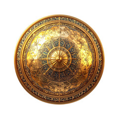 Naklejka premium Top-Down View of Ornate Golden Mosque Dome with Geometric Inlay, Isolated PNG 