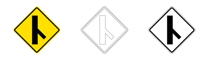 Right minor side road intersection traffic sign in vector format