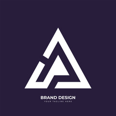 Letter AR or AP Negative Space Minimal Logo