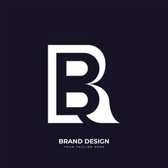 Letter BR RB Negative Space Modern Monogram Logo