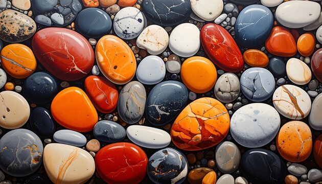 Vibrant and Colorful Polished Gemstones and Rocks Texture Background