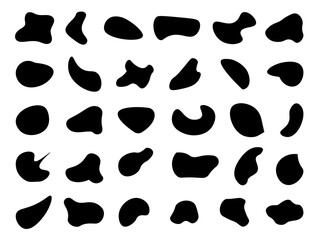 Organic Shapes Set in Minimal Trendy Style. Vector Hand Draw Abstract Elements for poster, web, banner.  Liquid silhouette drop in modern style. Basic stains isolated elements on white background 