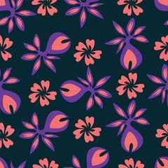 Cute hand drawn feminine seamless pattern with wildflowers

