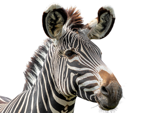 Wild Grevy’s Zebra Close-Up Portrait PNG