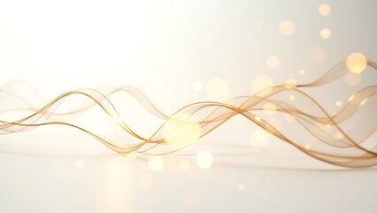 Elegant golden ribbon with soft bokeh lights background