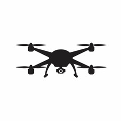 Minimalist Silhouette Drone Quadcopter Device Flying Machine Aviation Technology