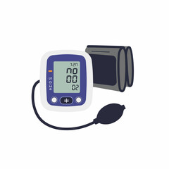 Flat Digital Automatic Arm Blood Pressure Monitor Device Illustration