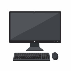 Modern Flat Design Desktop Computer Workstation with Peripheral Equipment Illustration