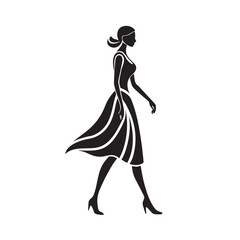Minimalist Woman Walking Outdoor Silhouette Vector
