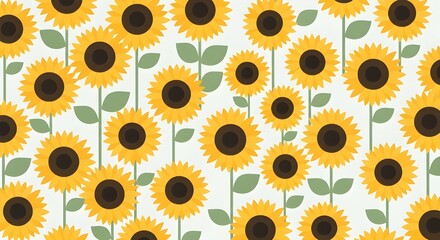 Cheerful sunflowers pattern offers a vibrant, summery vibe perfect for backgrounds, textiles, or adding a pop of happy color to any design project