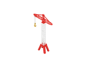Conceptual Illustration of a Red and White Construction Crane against a Simple Setting