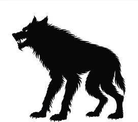 A striking black wolf profile illustration on transparent background silhouette
