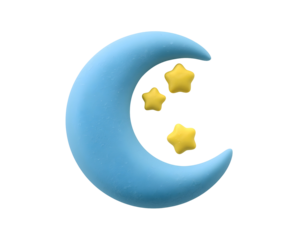 Crescent Moon and Stars, Whimsical Illustration for Children's Room Decor and Bedtime Stories