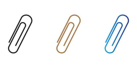Paperclip Icon Set – Stationery, Office, and Organization Tool