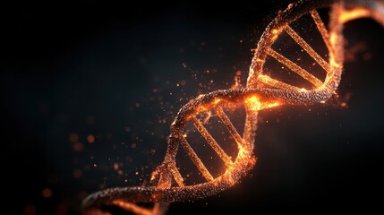 fiery dna helix swirls in a dark background