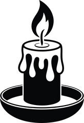 Black melting candle with a flame on transparent background silhouette © ArtBySalea07
