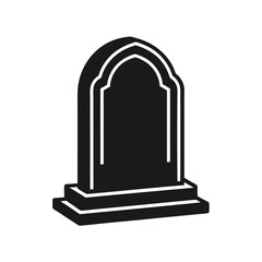 Silhouette icon of a stone tablet or gravestone on a white background