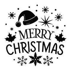 Merry Christmas Greeting Card Invitation with Festive Typography and Holiday Elements