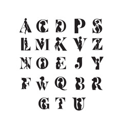vector hand drawn women alphabet