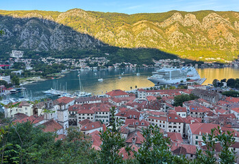 Spectacular view of Kotor Bay in Kotor, Montenegro's tourist city