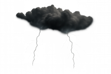 Dark storm cloud with lightning striking down, representing power, danger, and severe weather concept