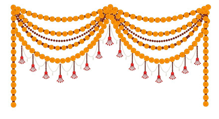 Marigold toran. Marigold. isolated on a white Background