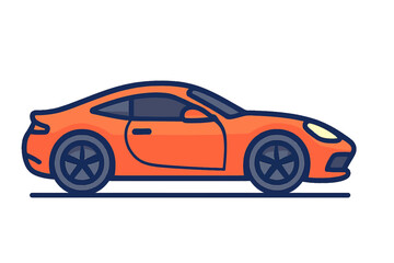 Vibrant Orange Sports Car Vector Illustration. A sleek, modern, minimalist side profile design embodying speed, elegance, and dynamic style. Ideal for automotive graphics, web icons, digital art. Feat
