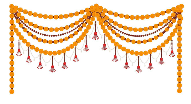 Marigold toran. Marigold. isolated on a white Background