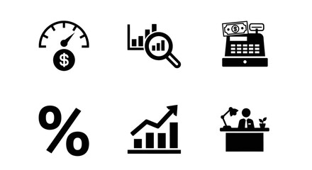 Business and finance icons isolated on white background