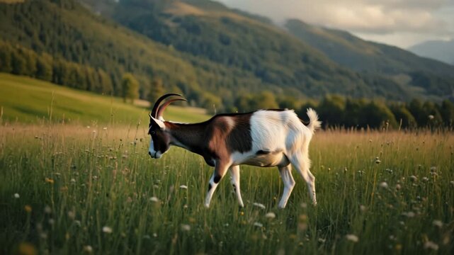 Ziege auf der Weide &ndash; L&auml;ndliche Idylle, Nutztier in nat&uuml;rlicher Umgebung