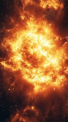 Powerful galactic explosion in deep space with radiant energy and swirling cosmic dust, representing creation, chaos, and the dynamic forces of the universe.