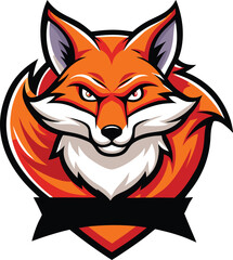 Aggressive Fox Mascot Logo with Banner animal emblem