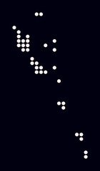 Vanuatu dotted map. Digital style map of the country on dark background. Vanuatu shape with circle dots. Colored dots style. Large size circles. Beautiful vector illustration.