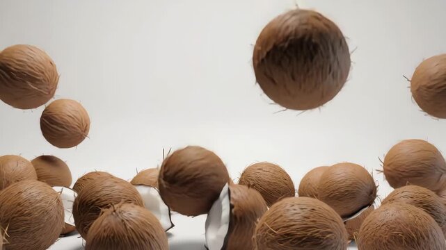 Fallende Kokosn&uuml;sse