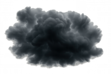 Dark storm cloud forming on transparent background, symbolizing danger, pollution, climate change, or bad weather