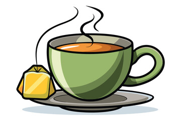 Cup of Tea Illustration &ndash; Herbal Drink, Teabag, Hot Beverage, Relaxation, and Morning Refreshment Design