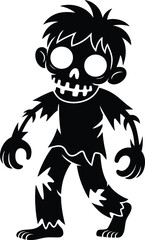 Cute cartoon zombie character illustration with a playful design on transparent background silhouette