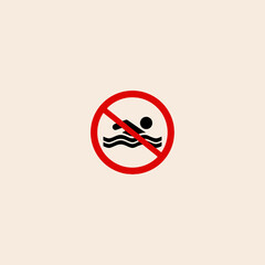 Bathing is prohibited icon flat vector design.