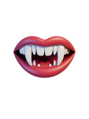 Naklejka premium Cartoonish 3D rendering of wide open vampire mouth showing prominent white fangs and luscious red lips