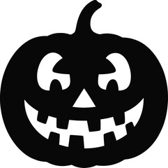Black jack o lantern with carved face on transparent background silhouette