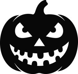 Black halloween pumpkin jack o lantern design on transparent background silhouette