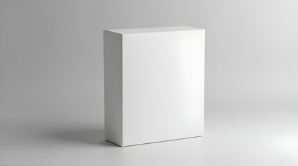 Clean white product box mockup isolated on a neutral studio background ready for branding and design customization