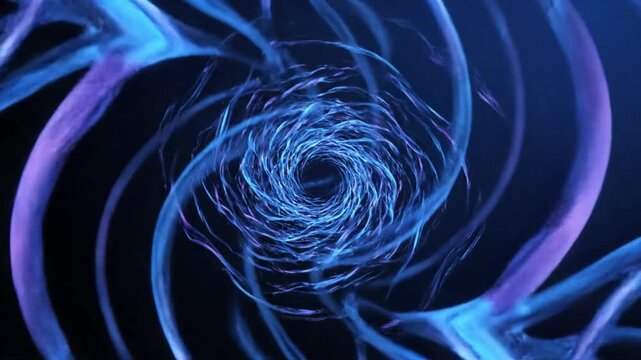 Abstract blue vortex of energy and light, creating a mesmerizing tunnel effect