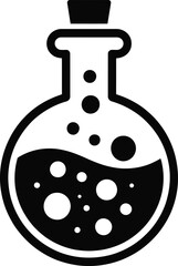 Black potion bottle with bubbles a unique graphic design on transparent background silhouette