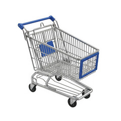 Empty metal shopping cart isolated on transparent background