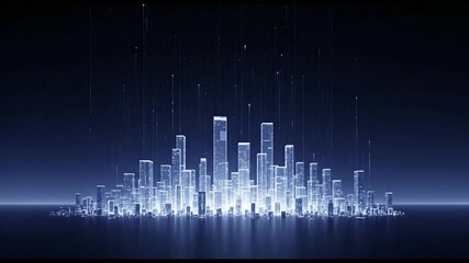 Futuristic city scape with radiant lights and abstract urban design in blue hues - Powered by Adobe