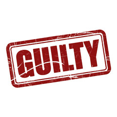 Red guilty stamp grunge effect isolated on transparent background