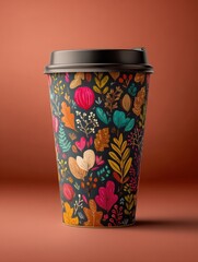 fall coffee cup mockup  autumnal beverage packaging design