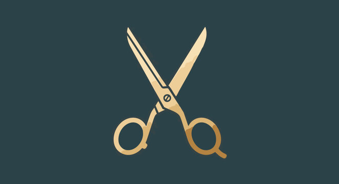 Premium gold hairdressing scissors illustration. A stylish and isolated vector graphic element for a beauty salon or barbershop logo